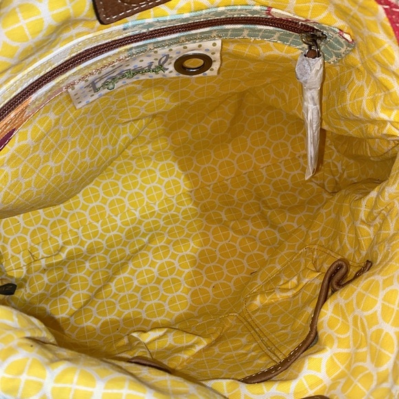 Vintage Fossil Handbag Tote Hobo Canvas Leather Trim Colorful Stripes ๐ - Picture 4 of 16